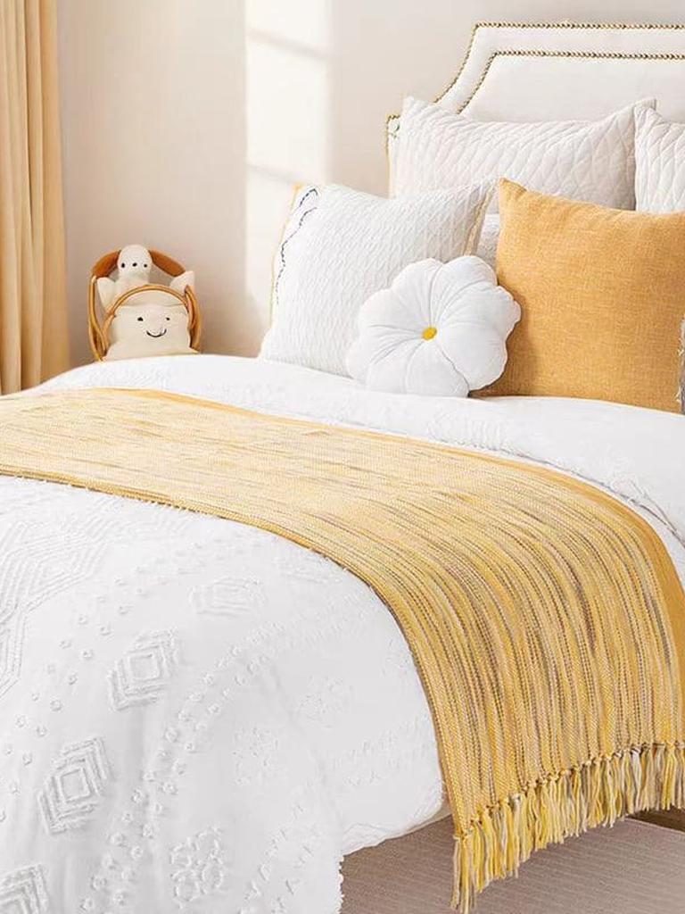 Boho Knitted Blanket with Tassel