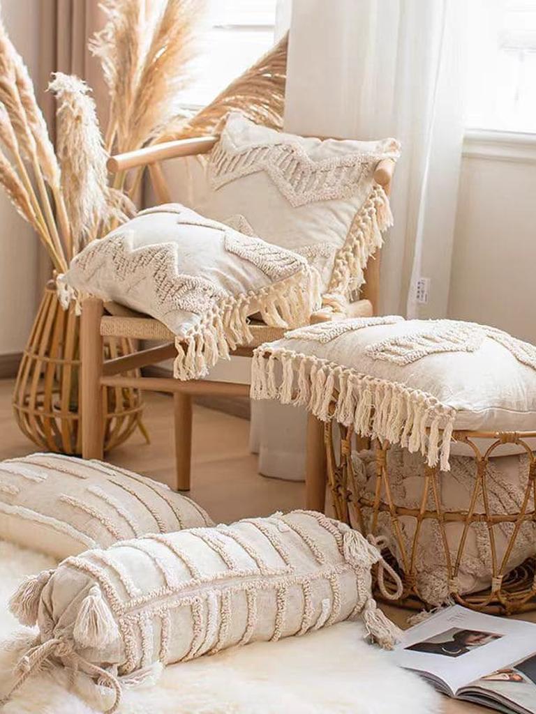 Boho Tufted Cotton Throw Pillow