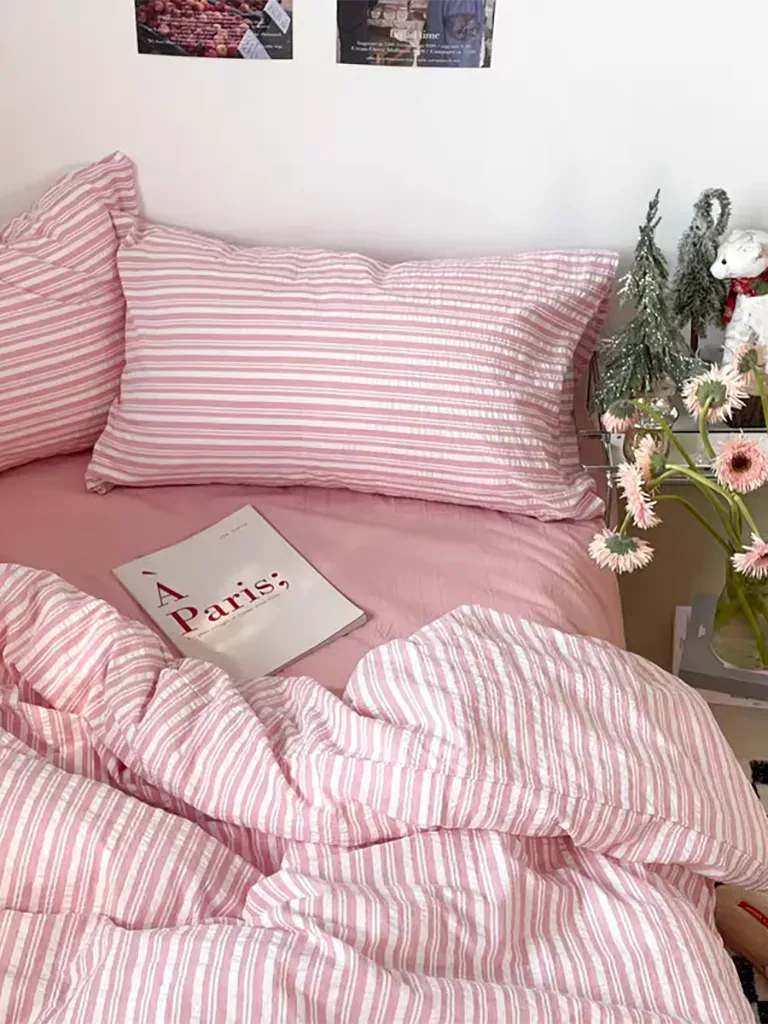 Bubble Pink Stripes Duvet Cover