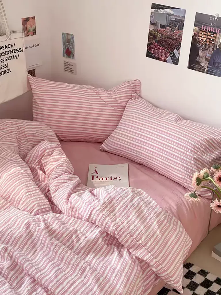 Bubble Pink Stripes Duvet Cover