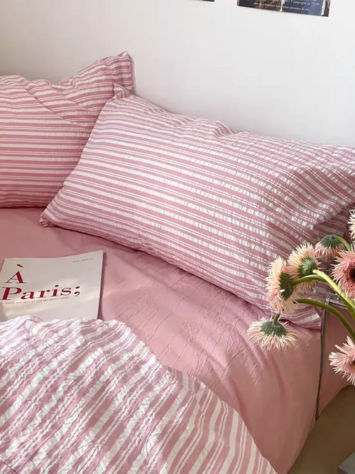 Bubble Pink Stripes Duvet Cover
