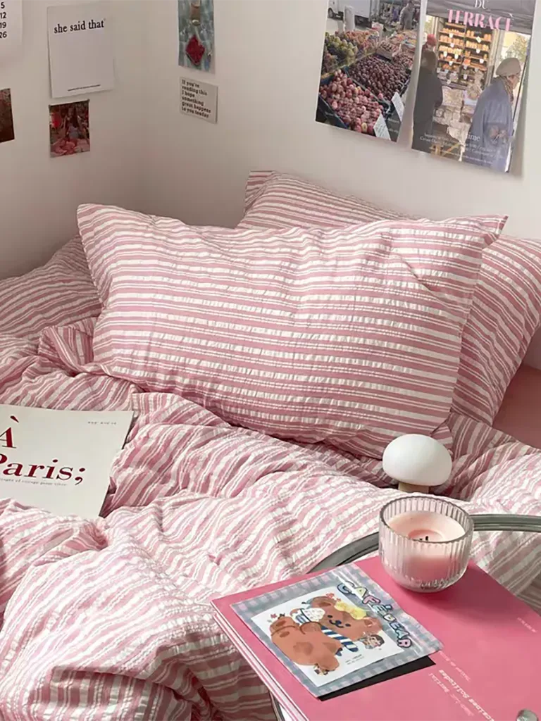 Bubble Pink Stripes Duvet Cover