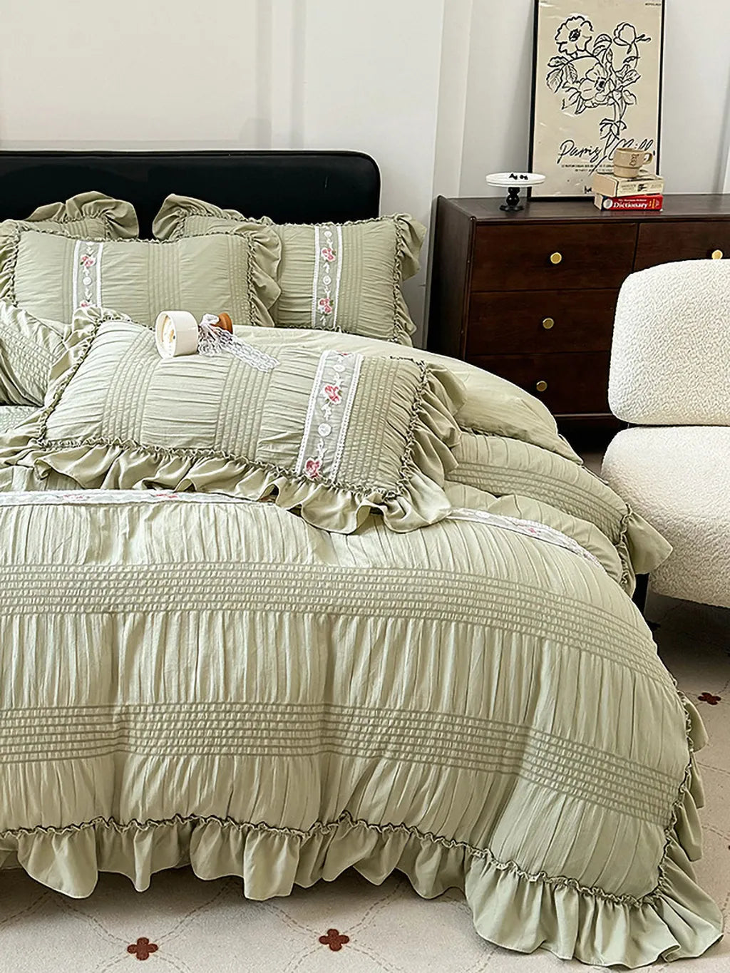 Celeste Ruffle Seersucker Bedding Set