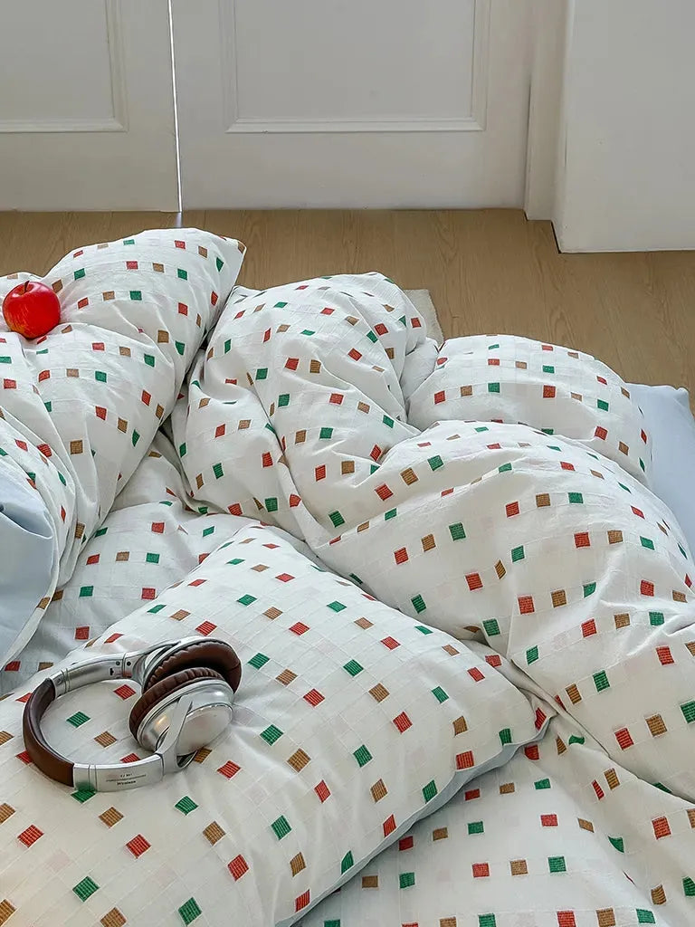 Check Jacquard Duvet Cover