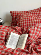 Christmas Red Plaid Duvet Cover
