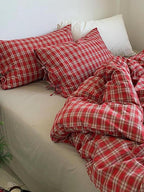 Christmas Red Plaid Duvet Cover