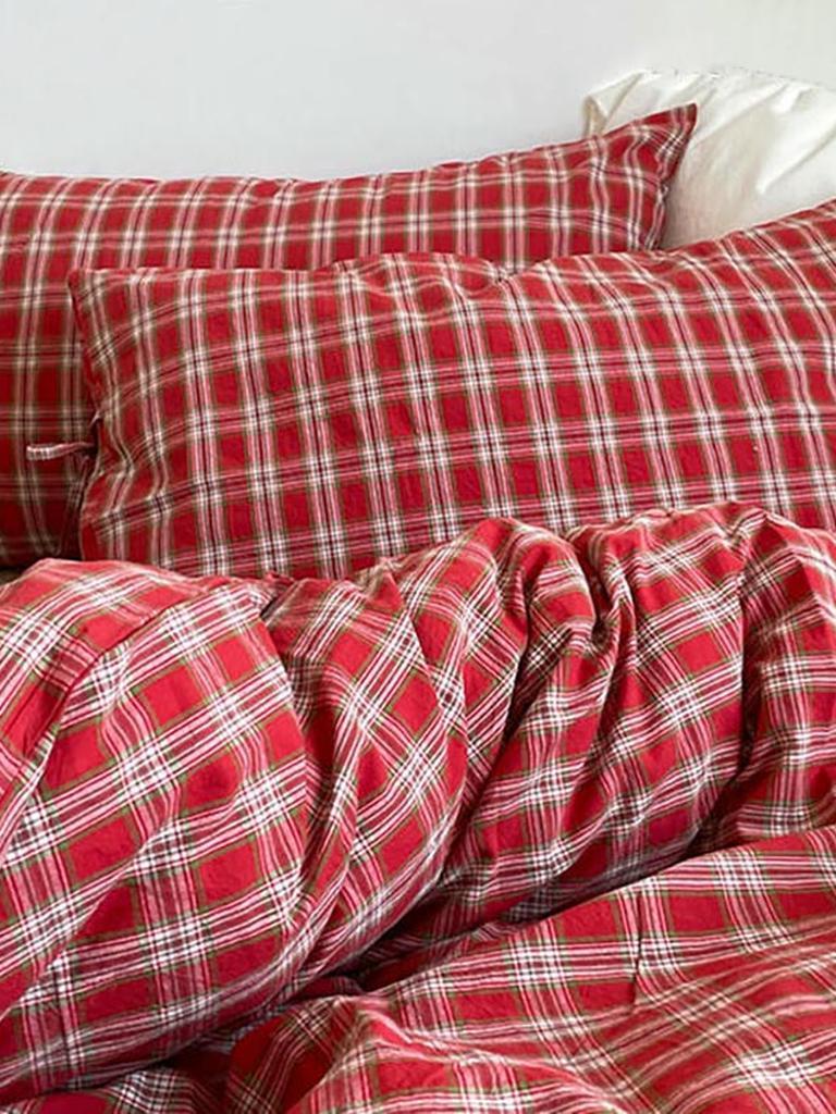 Christmas Red Plaid Duvet Cover