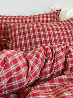 Christmas Red Plaid Duvet Cover