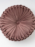 Colorful Round Pleated Velvet Cushion
