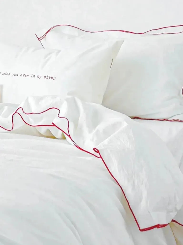 Contrast Flange Cotton Duvet Cover
