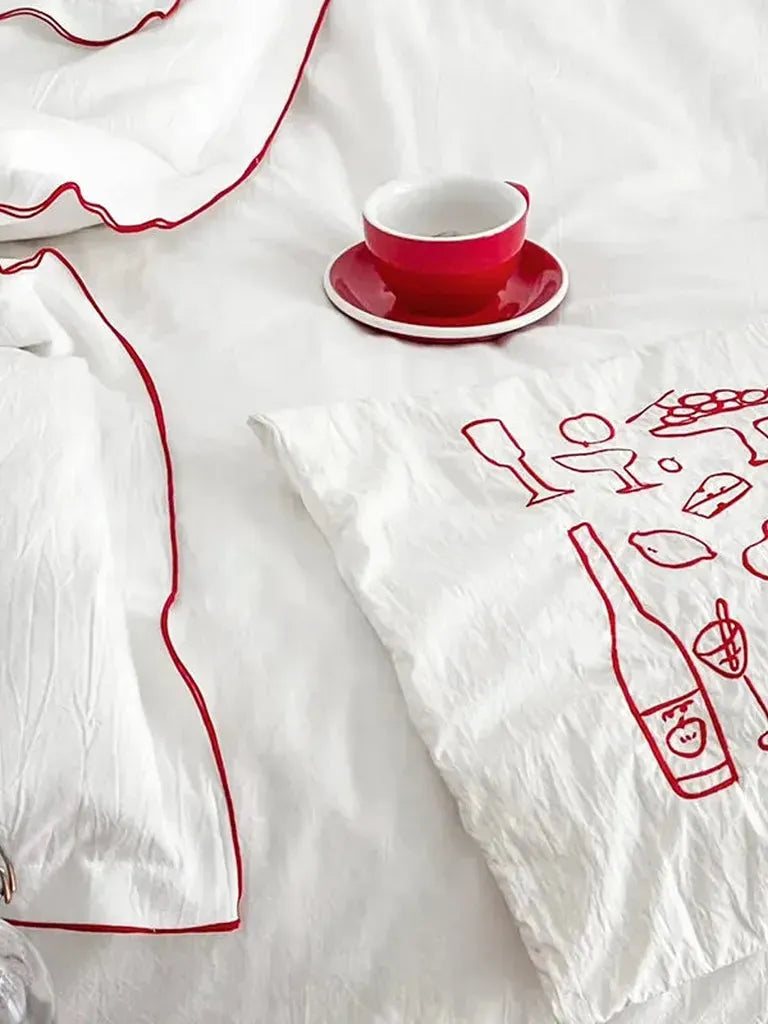 Contrast Flange Cotton Duvet Cover