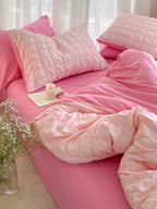 Contrast Seersucker Check Bedding Set