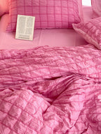 Contrast Seersucker Check Bedding Set