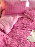 Contrast Seersucker Check Bedding Set