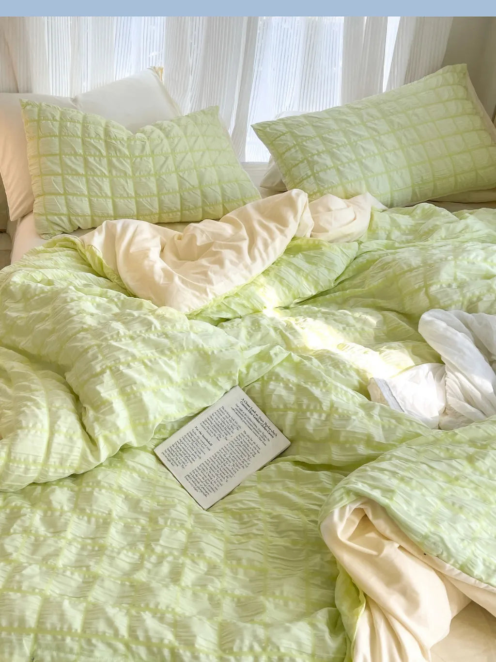 Contrast Seersucker Check Bedding Set