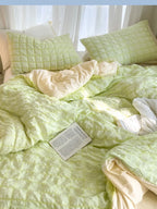 Contrast Seersucker Check Bedding Set