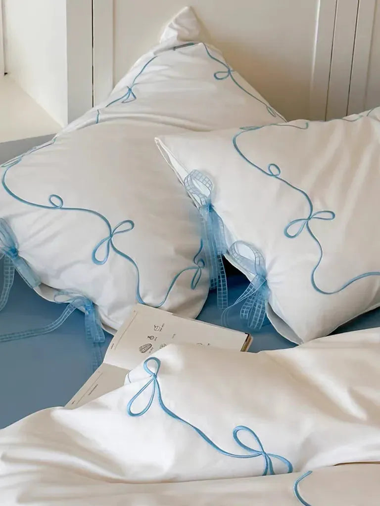 Coquette Bow Embroidery Bedding Set