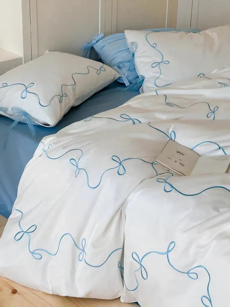 Coquette Bow Embroidery Bedding Set