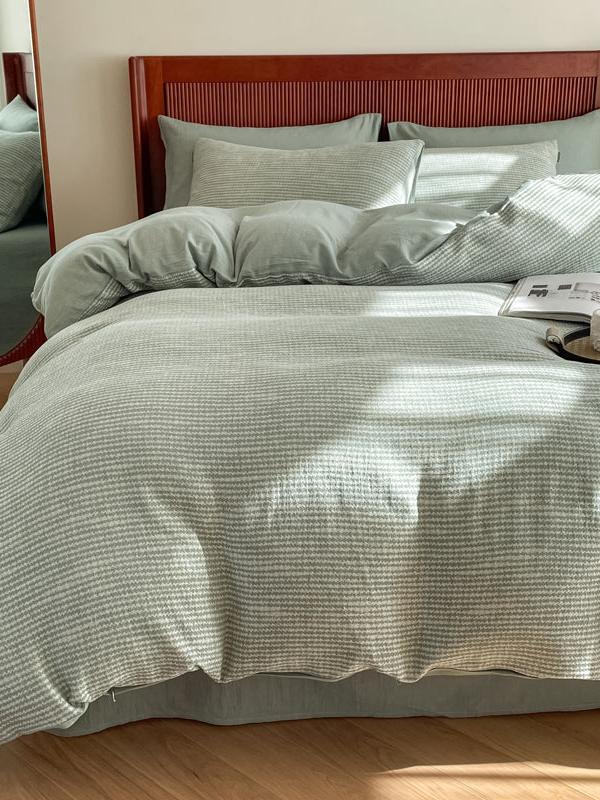 Cotton Houndstooth Jacquard Farmhouse Duvet Cover