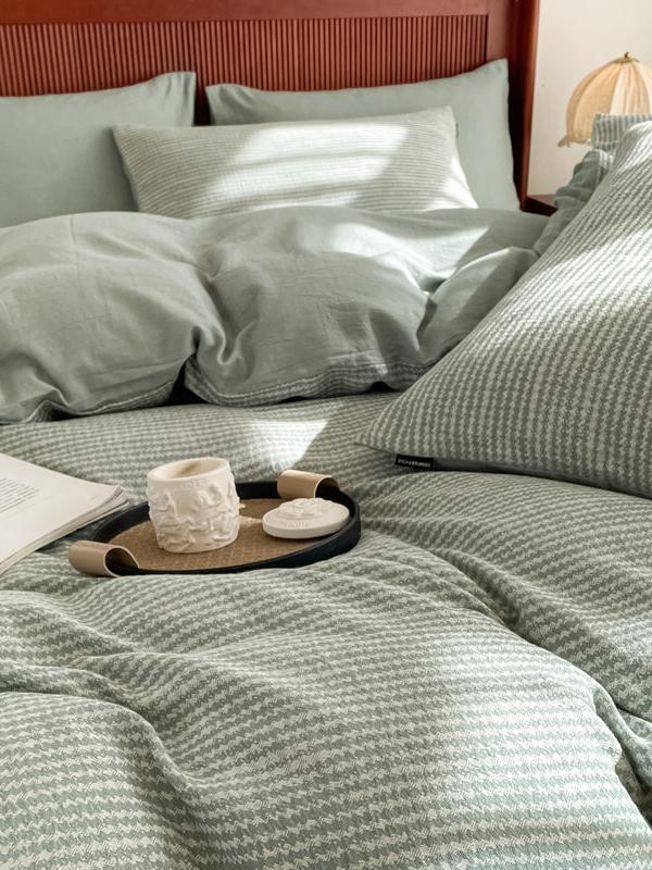Cotton Houndstooth Jacquard Farmhouse Duvet Cover