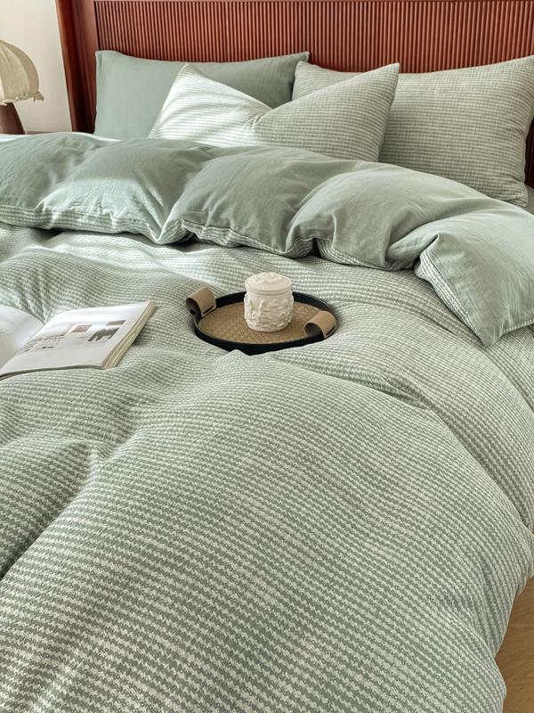Cotton Houndstooth Jacquard Farmhouse Duvet Cover