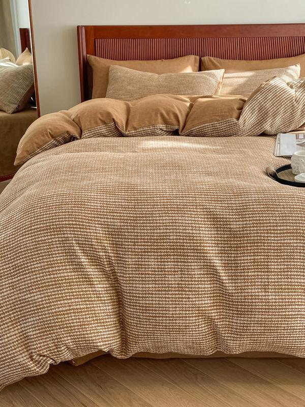 Cotton Houndstooth Jacquard Farmhouse Duvet Cover