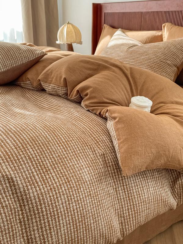 Cotton Houndstooth Jacquard Farmhouse Duvet Cover