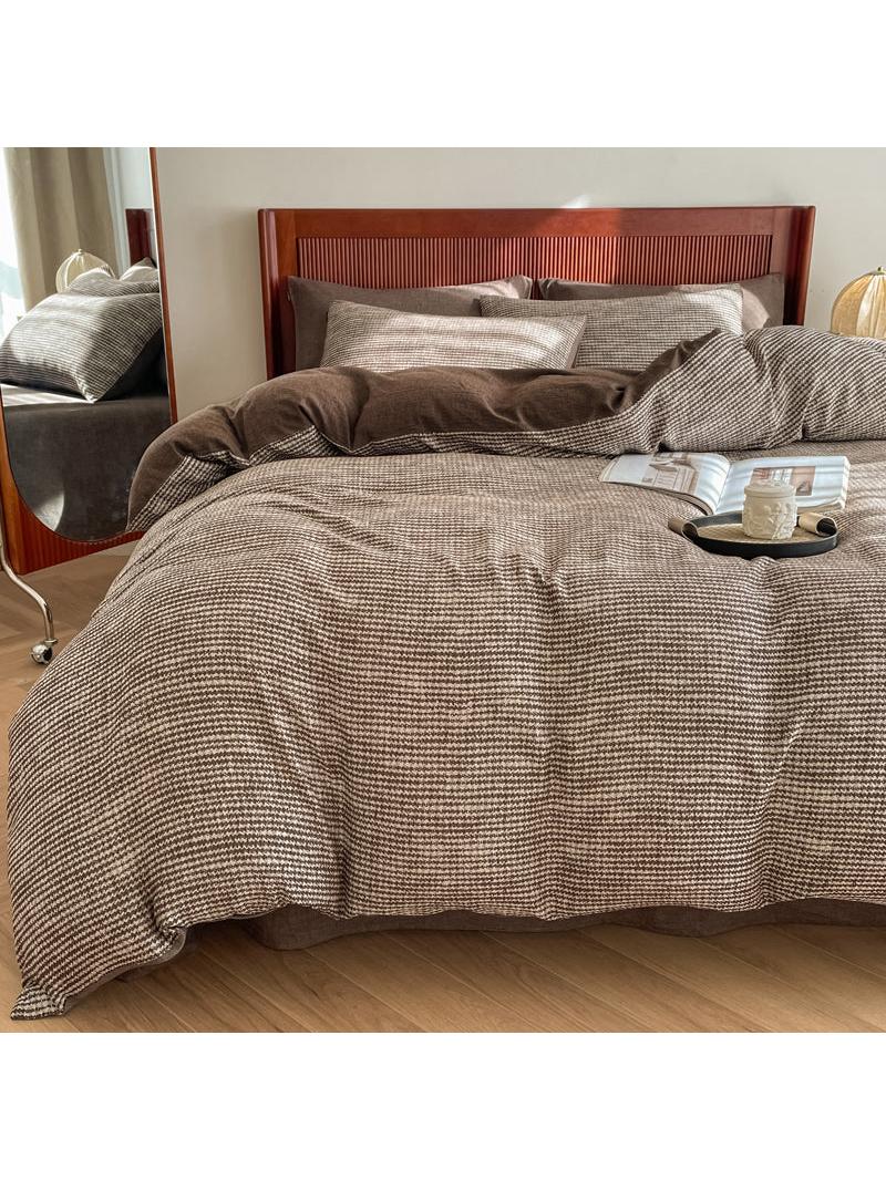 Cotton Houndstooth Jacquard Farmhouse Duvet Cover