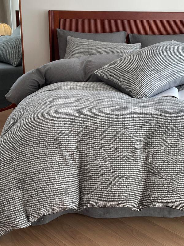 Cotton Houndstooth Jacquard Farmhouse Duvet Cover