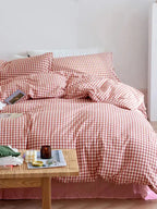 Cotton Small Gingham Duvet Cover - Blue