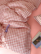 Cotton Small Gingham Duvet Cover - Blue