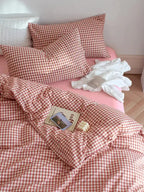 Cotton Small Gingham Duvet Cover - Blue