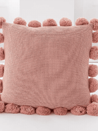 Cozy Knit Pom Pom Throw Pillow