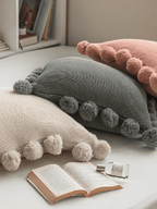 Cozy Knit Pom Pom Throw Pillow