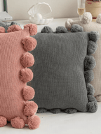Cozy Knit Pom Pom Throw Pillow