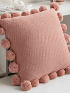Cozy Knit Pom Pom Throw Pillow