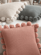 Cozy Knit Pom Pom Throw Pillow