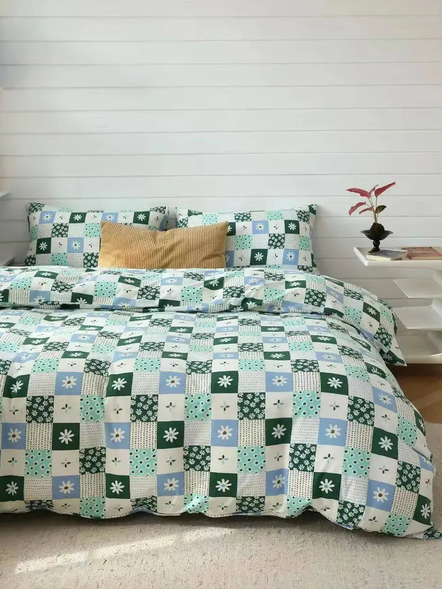 Cute Daisy Jersey Bedding Set by Breezora featuring a soft, floral design on cozy bedding for a bedroom decor upgrade.