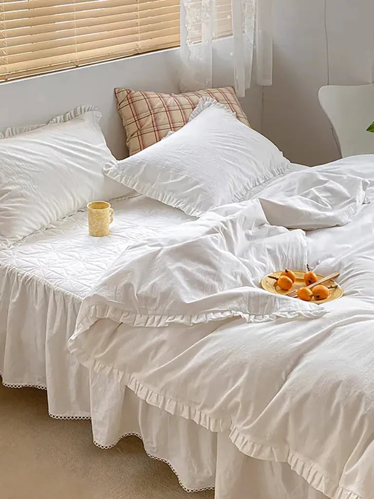 Delicate Handmade Ruffle Duvet Cover Set