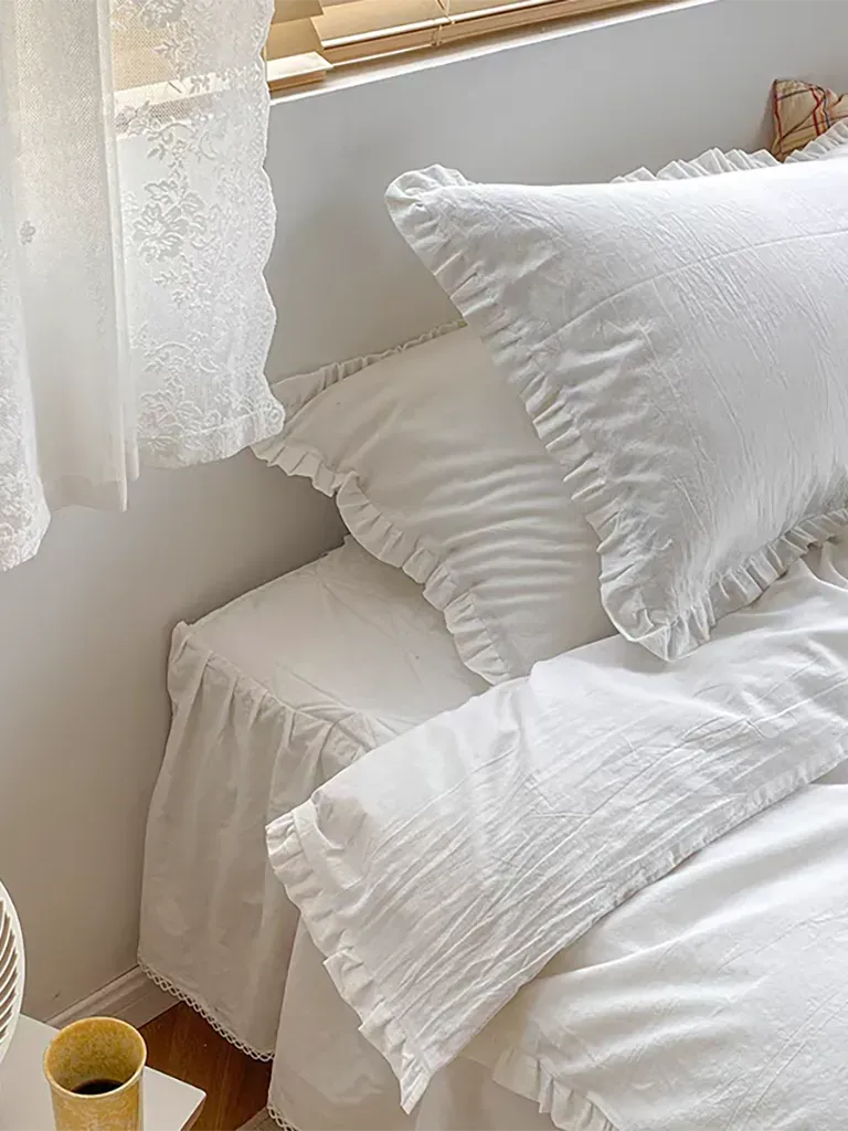 Delicate Handmade Ruffle Duvet Cover Set
