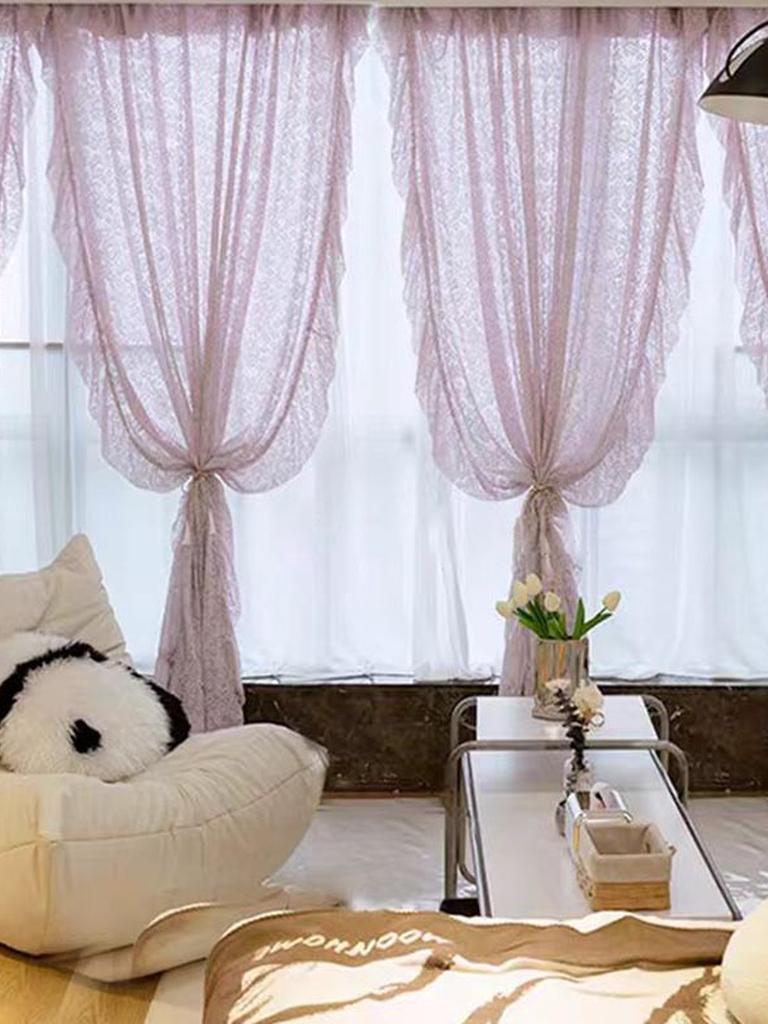 Elegant Lavender Lace Sheer Curtain