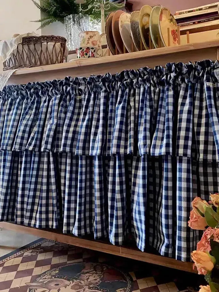 Farmhouse Gingham Cupboard Curtain