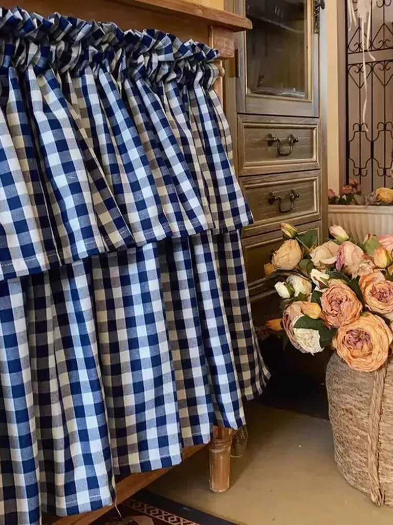 Farmhouse Gingham Cupboard Curtain