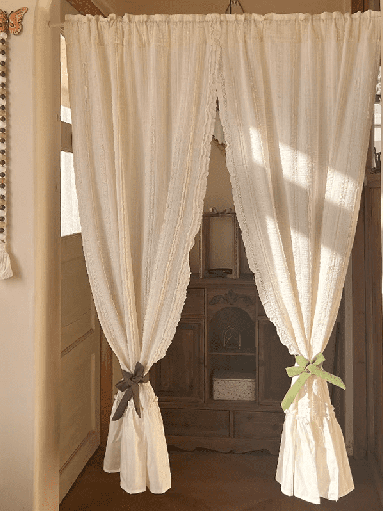 French Ruffle Cream Curtain