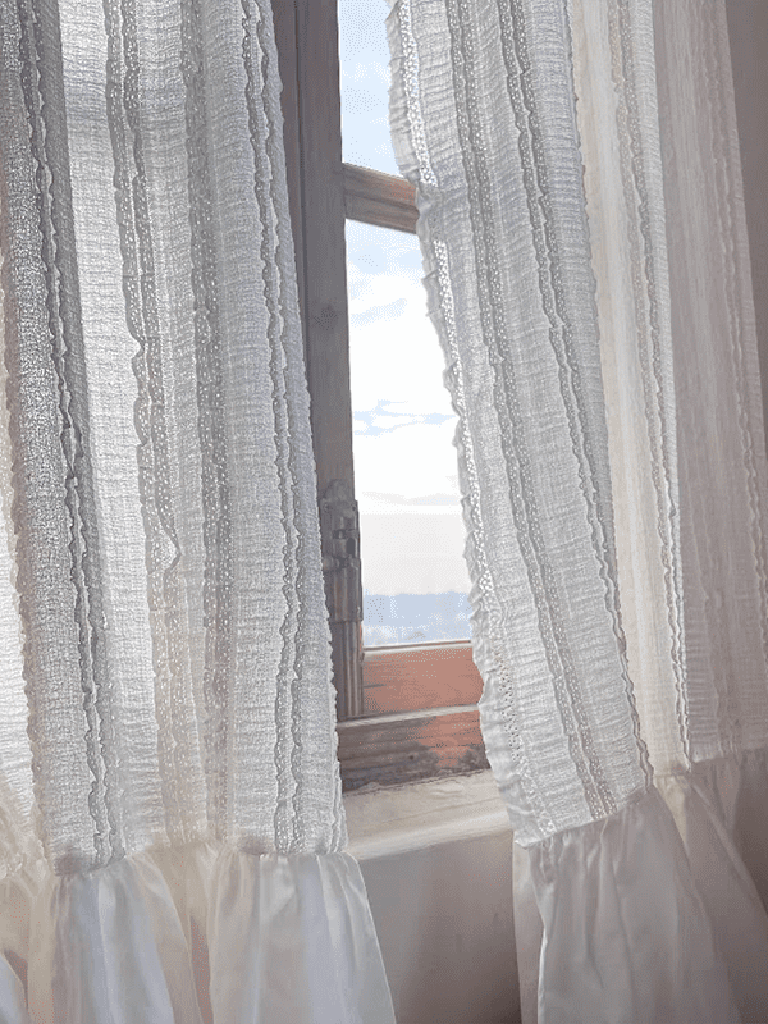French Ruffle Cream Curtain