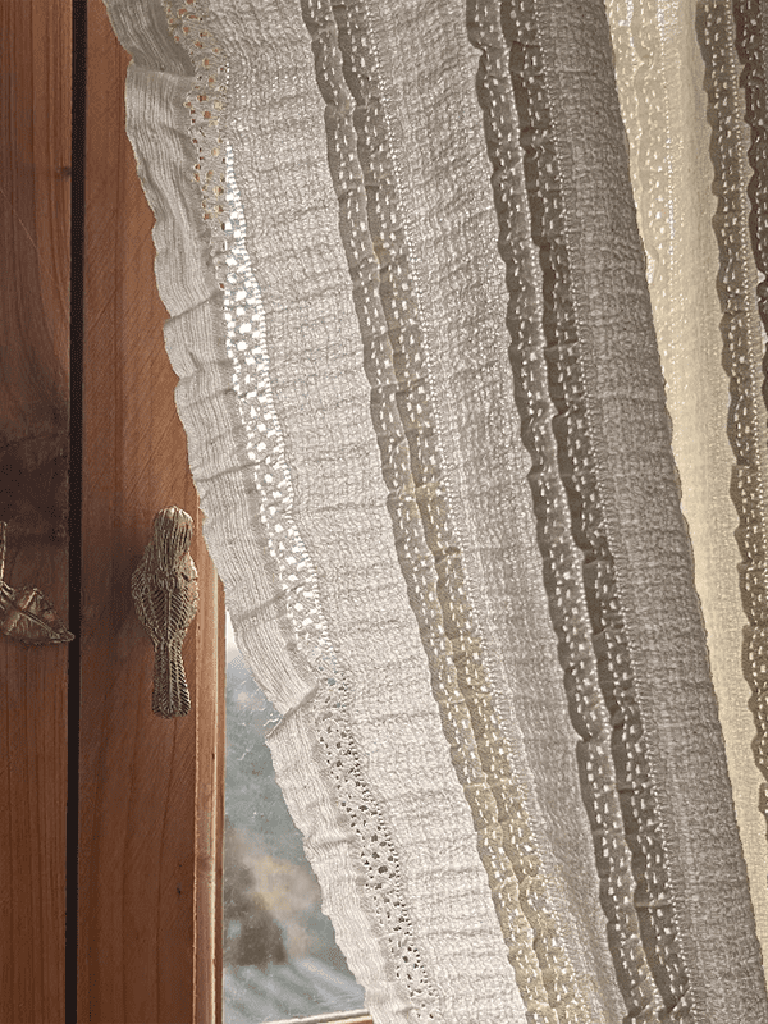 French Ruffle Cream Curtain