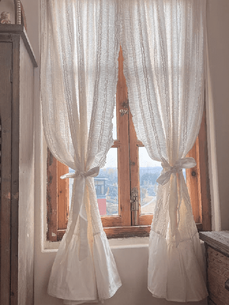 French Ruffle Cream Curtain