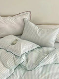 Fresh Green Striped Bedding Set