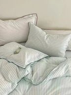Fresh Green Striped Bedding Set