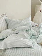 Fresh Green Striped Bedding Set